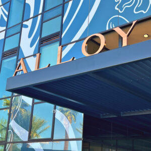 Channel letters installation Phoenix AZ Alloy restaurant Rising Sign